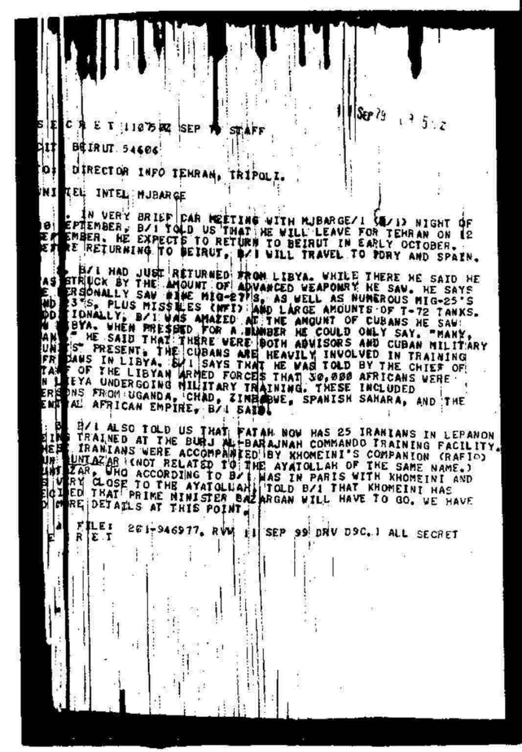 گزارش جاسوسی ام. جی. بارج در مورد قدرت نظامی لیبی