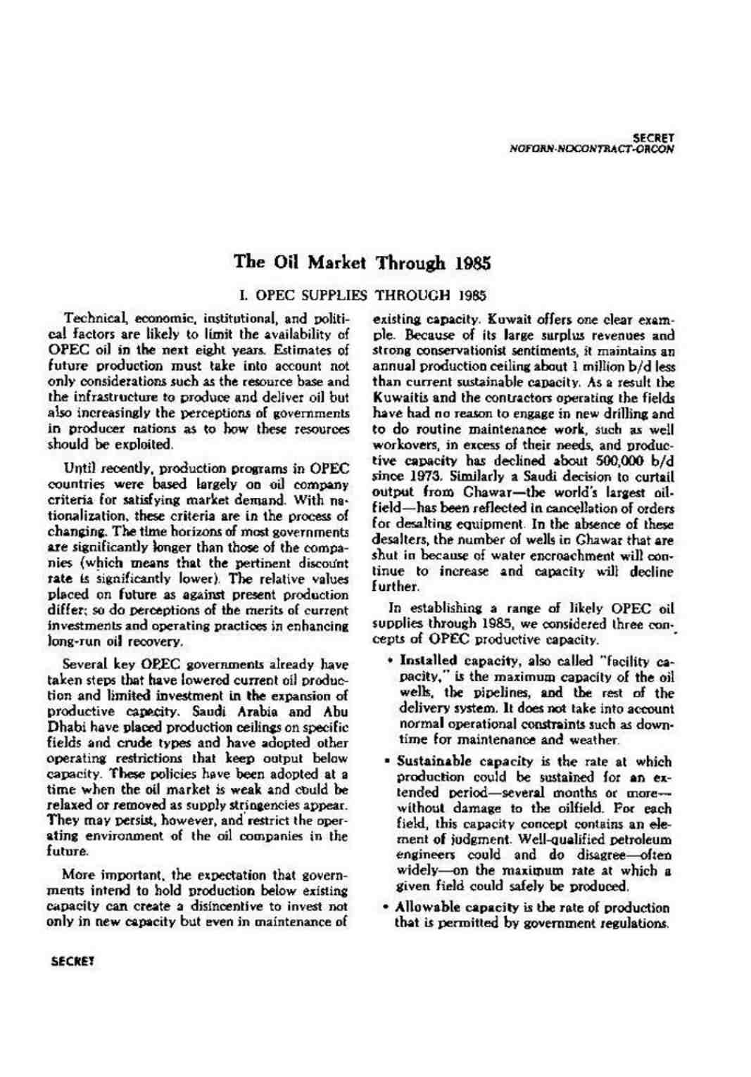 گزارش بازار نفت تا پایان سال 1985