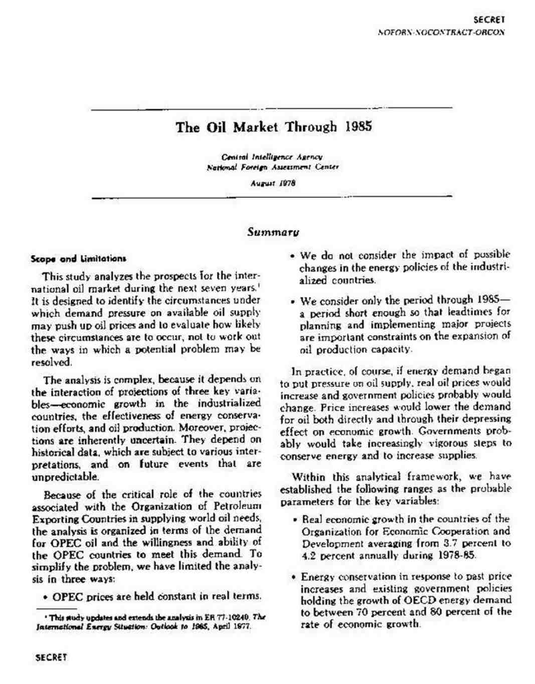 گزارش بازار نفت تا پایان سال 1985