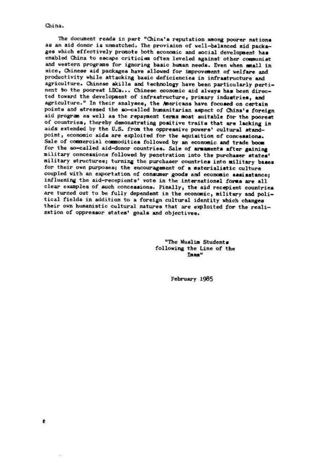 گزارش فعالیت های کمکی کمونیستی در کشورهای غیر کمونیست در حال توسعه در سال 1978