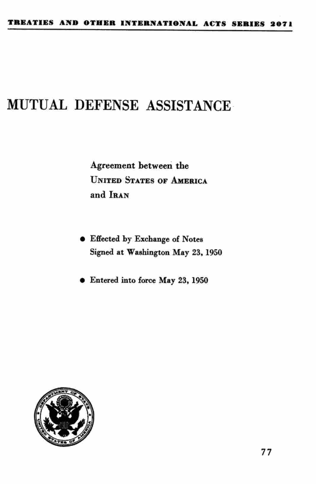 قرارداد کمک نظامی آمریکا به ایران