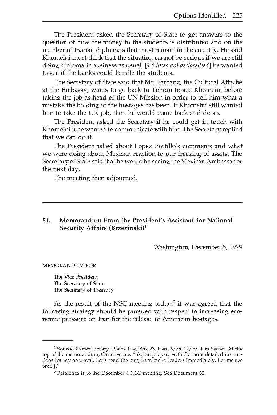 84- یادداشت برژینسکی در مورد تحریم ها