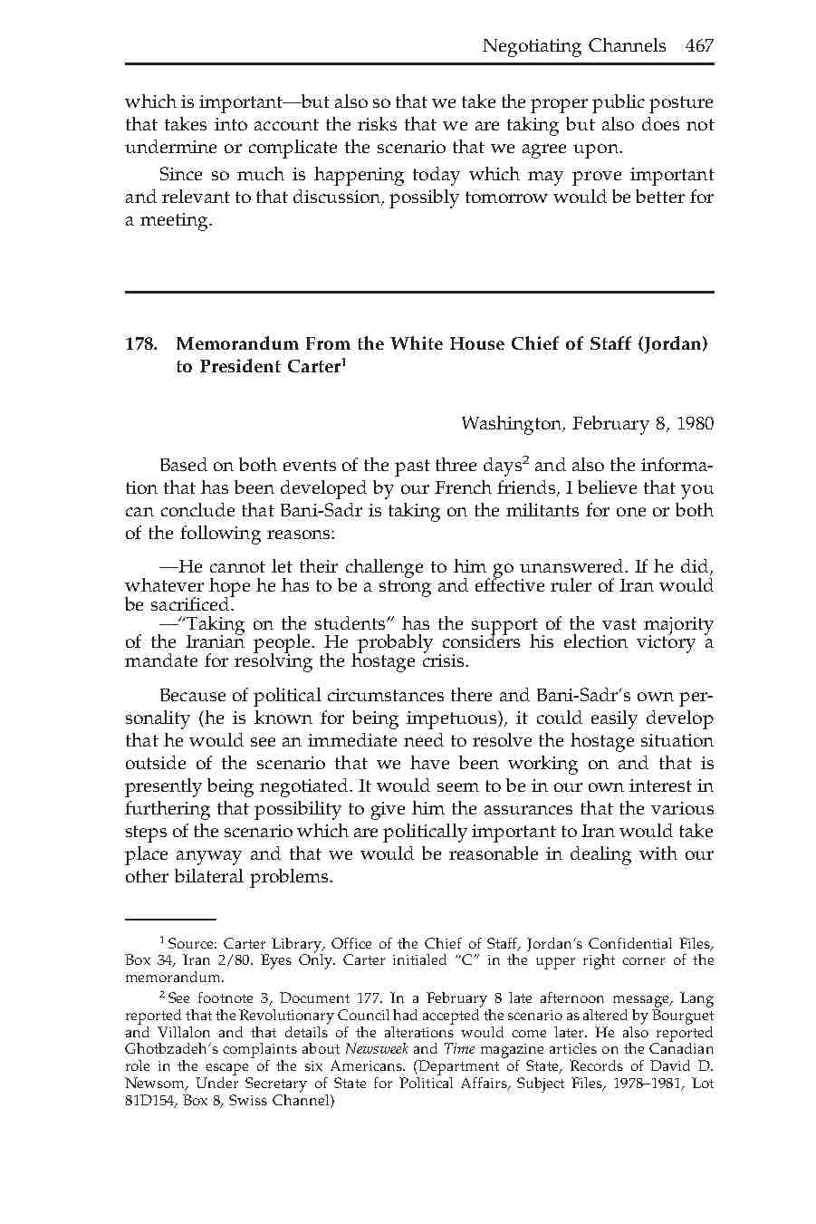 178- گزارش پیرامون اقدامات و ویژگی های شخصی بنی صدر