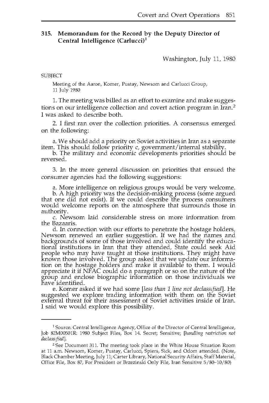 315- گزارش جمع­ آوری اطلاعات و برنامه عملیات مخفی در ایران